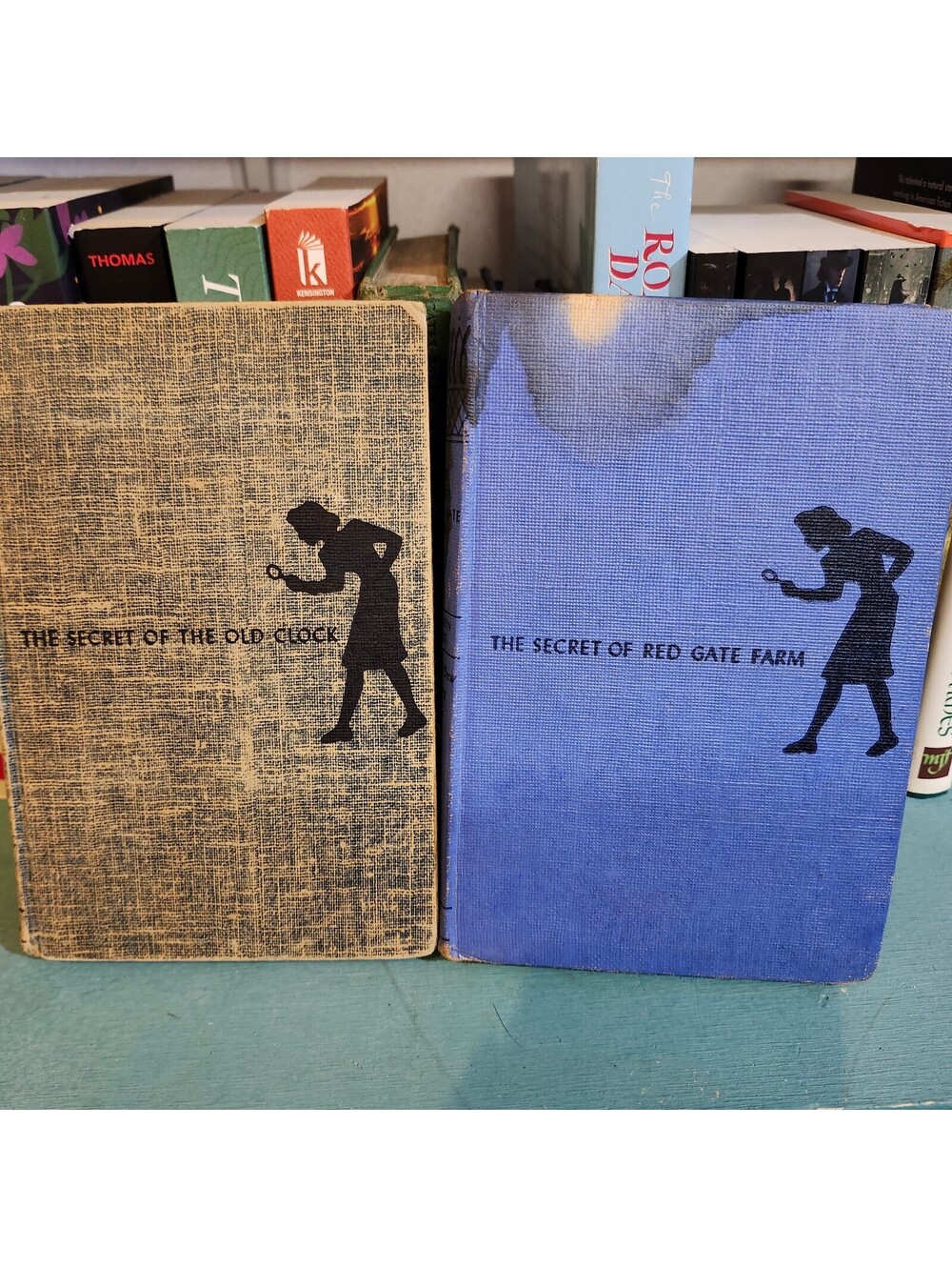 Vintage Nancy Drew Blue Tweed Hardcover Lot of 2 Old Clock Red Gate